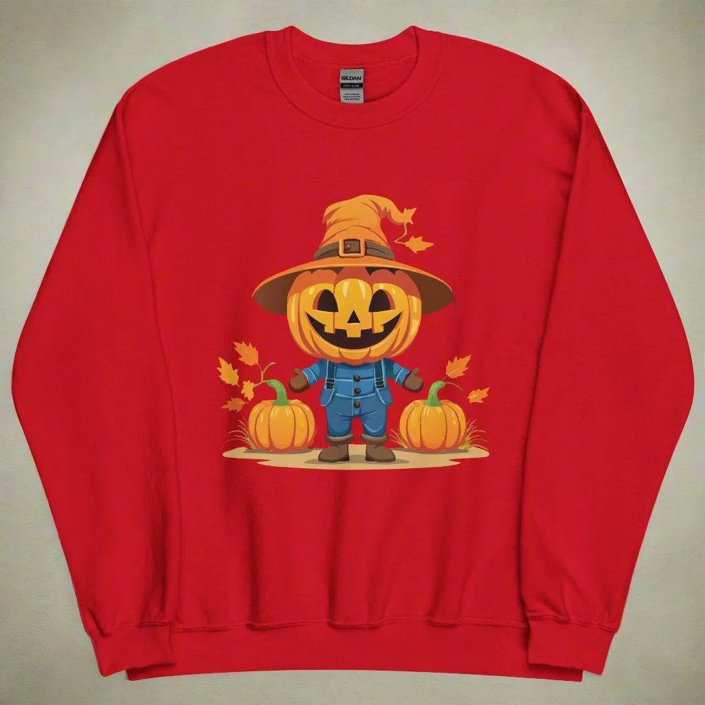 Jolly Scarecrow & Pumpkins Halloween Sweatshirt — Women's Sweatshirt