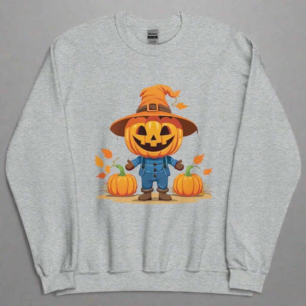 Jolly Scarecrow & Pumpkins Halloween Sweatshirt — Women's Sweatshirt