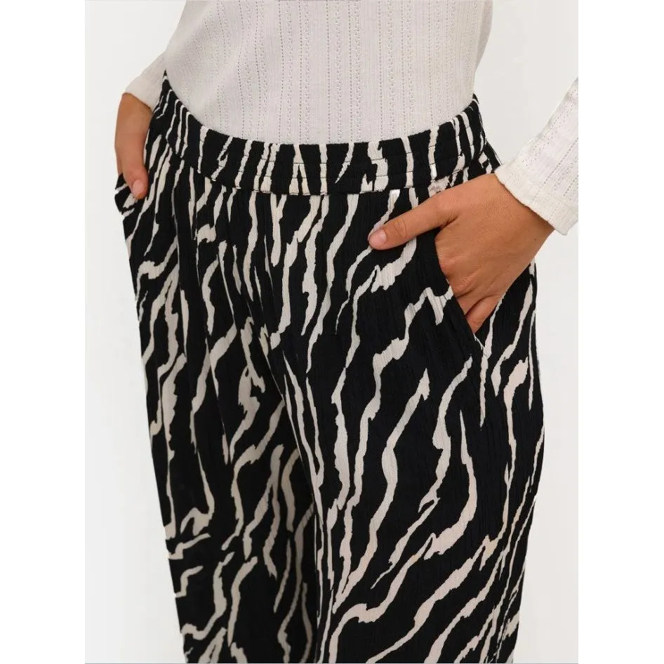 Kaffe Womens Dacia Amber Pants Printed Black/Antique Zebra Print