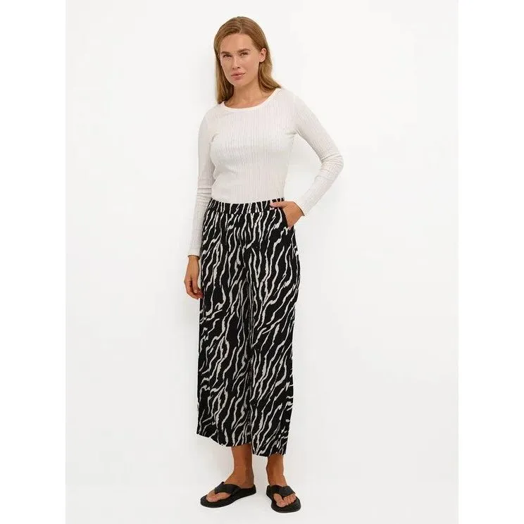 Kaffe Womens Dacia Amber Pants Printed Black/Antique Zebra Print