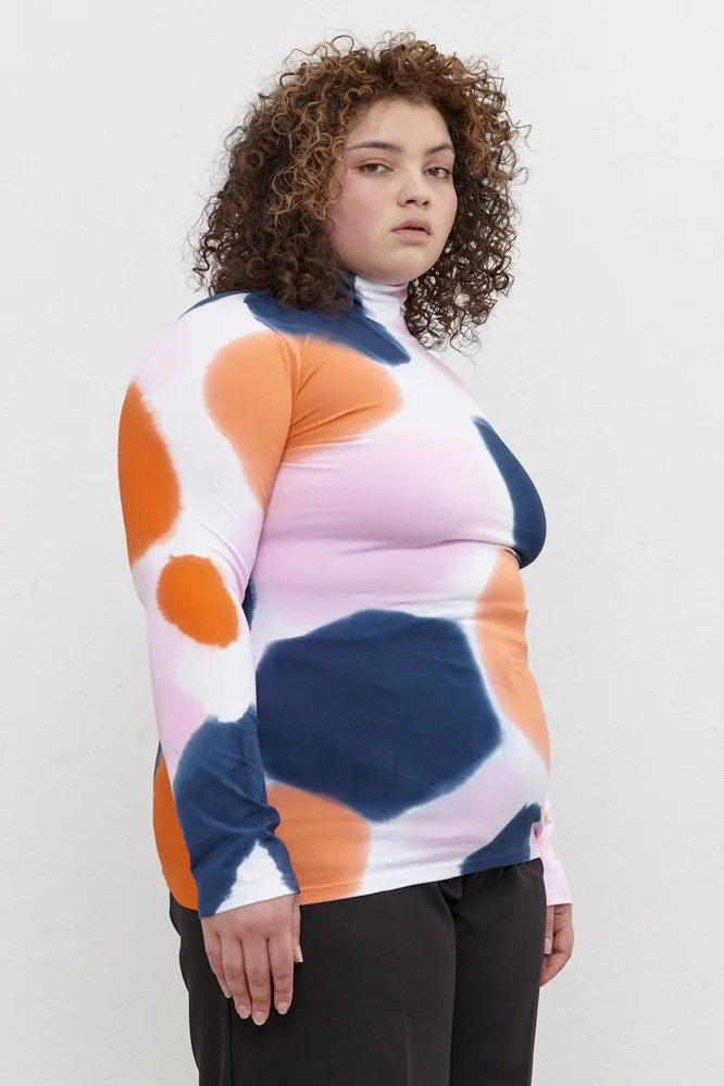 Kat Turtle Neck Top Orange/Navy/Pink