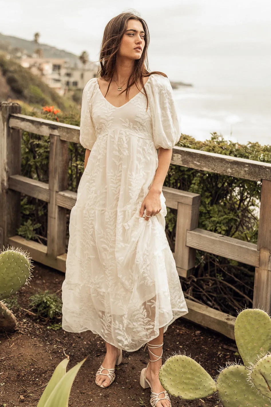 Kay Embroidered Dress in Ivory - FINAL SALE