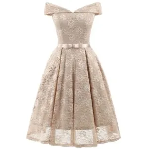 Ketty More Women Collar Bow Lace Swing Dress-KMWDC292