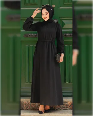 Layal - Aerobin Dress in Black Shade  فستان  ليال الصيفي من نسيج الأيروبين باللون الأسود الجميل