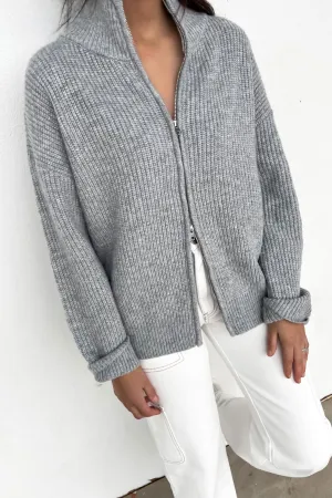 Leila Knit Zip Jumper Grey