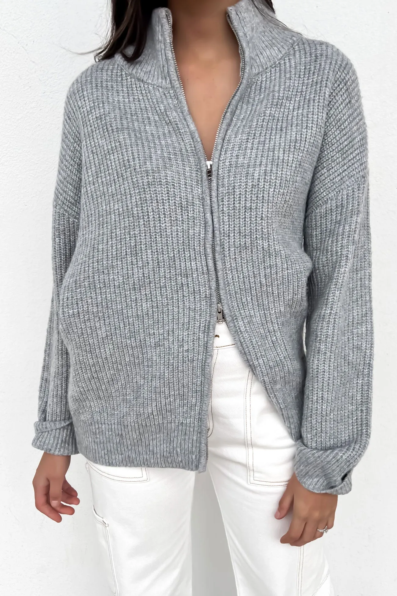 Leila Knit Zip Jumper Grey