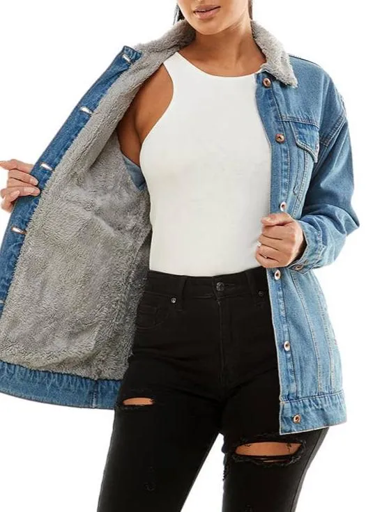 Lenna Sherpa Lined Denim Jacket