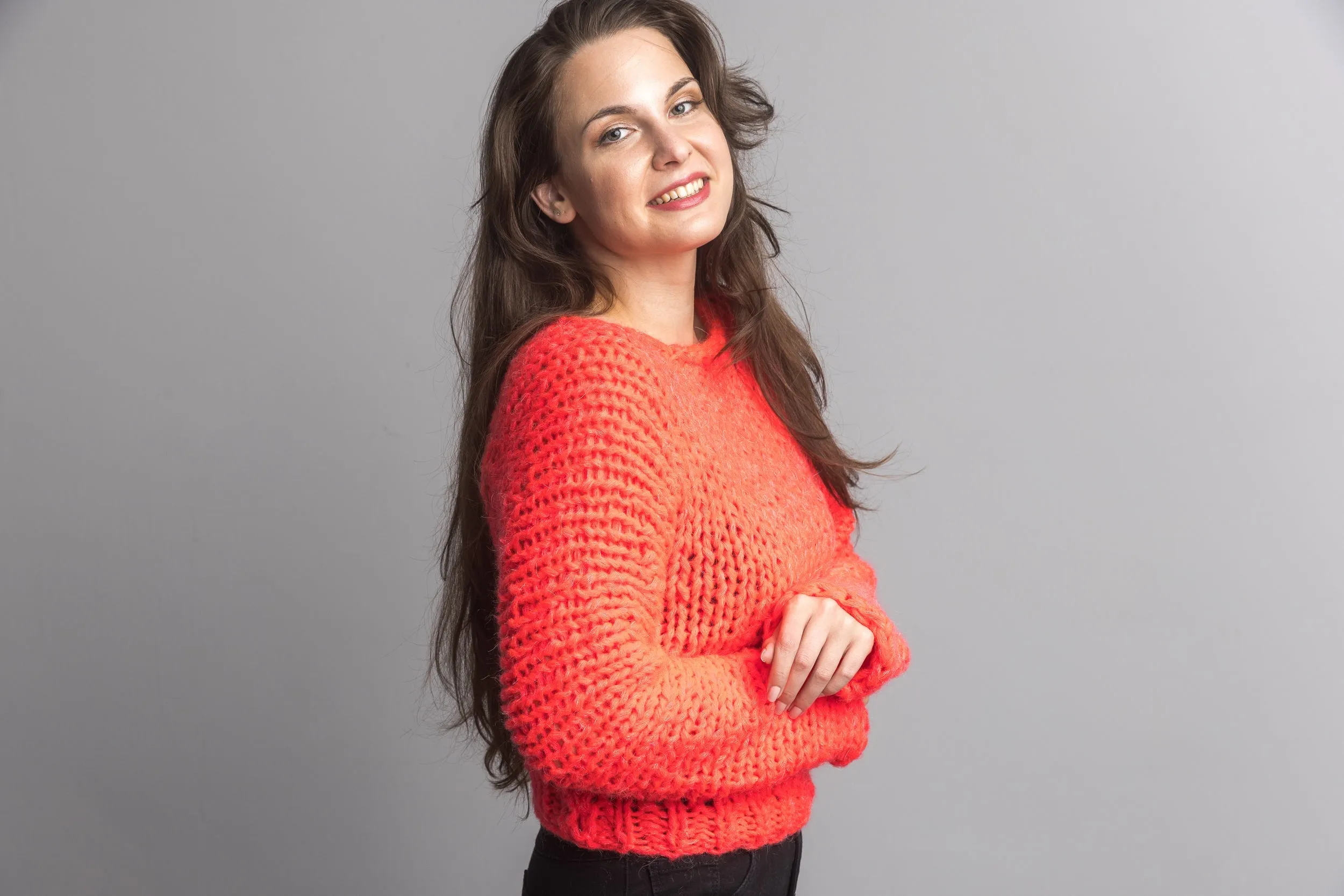 Leuchtender Strickpullover in Neon Pink Neoni