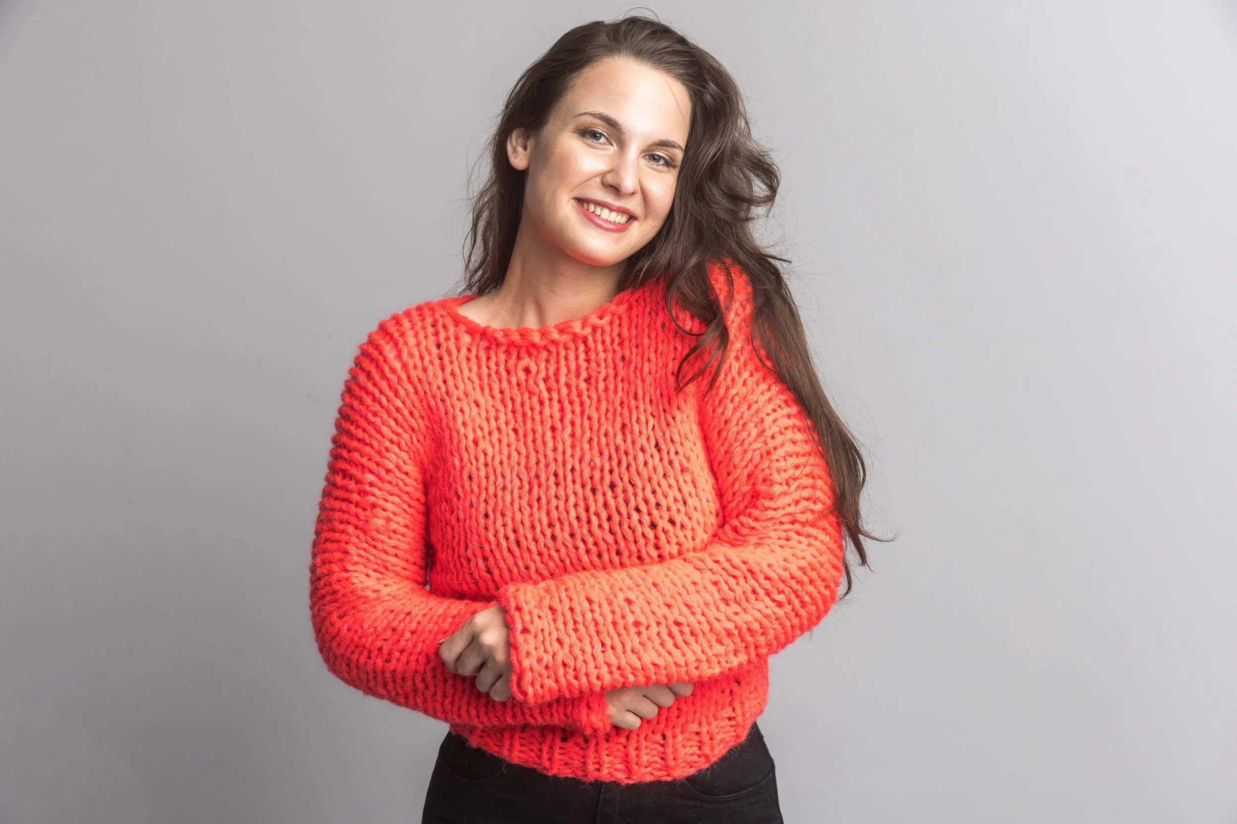 Leuchtender Strickpullover in Neon Pink Neoni