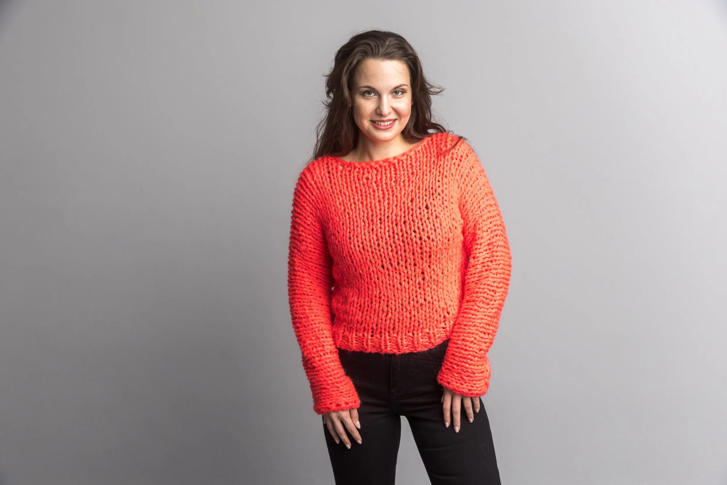 Leuchtender Strickpullover in Neon Pink Neoni