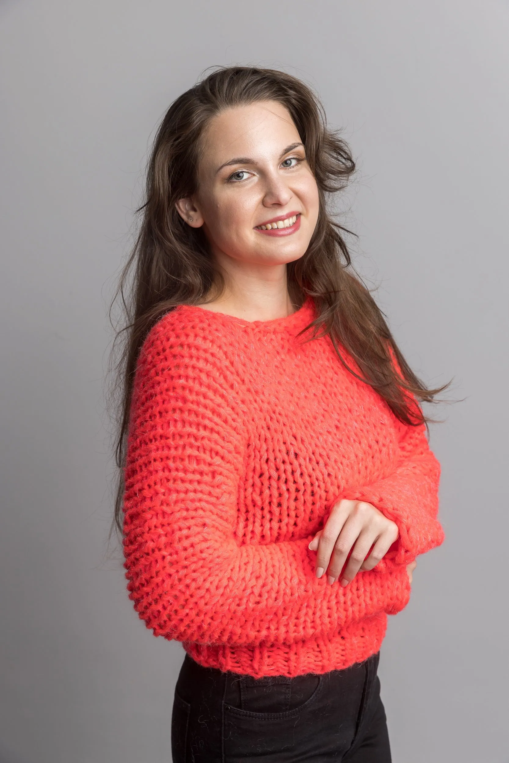 Leuchtender Strickpullover in Neon Pink Neoni