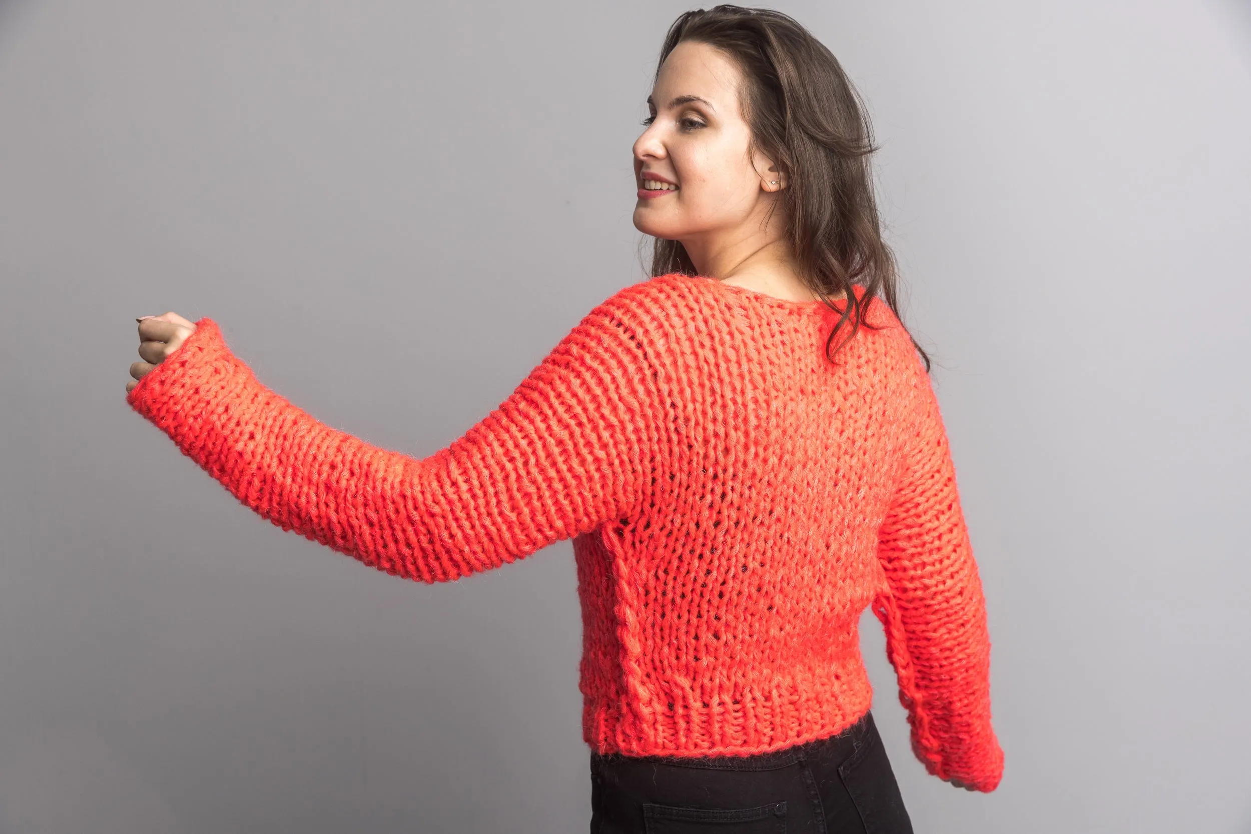 Leuchtender Strickpullover in Neon Pink Neoni