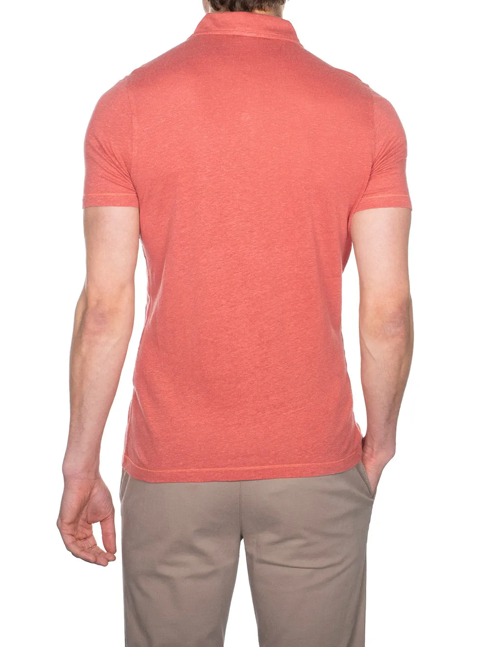 Linen Polo Shirt Coral