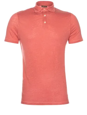 Linen Polo Shirt Coral