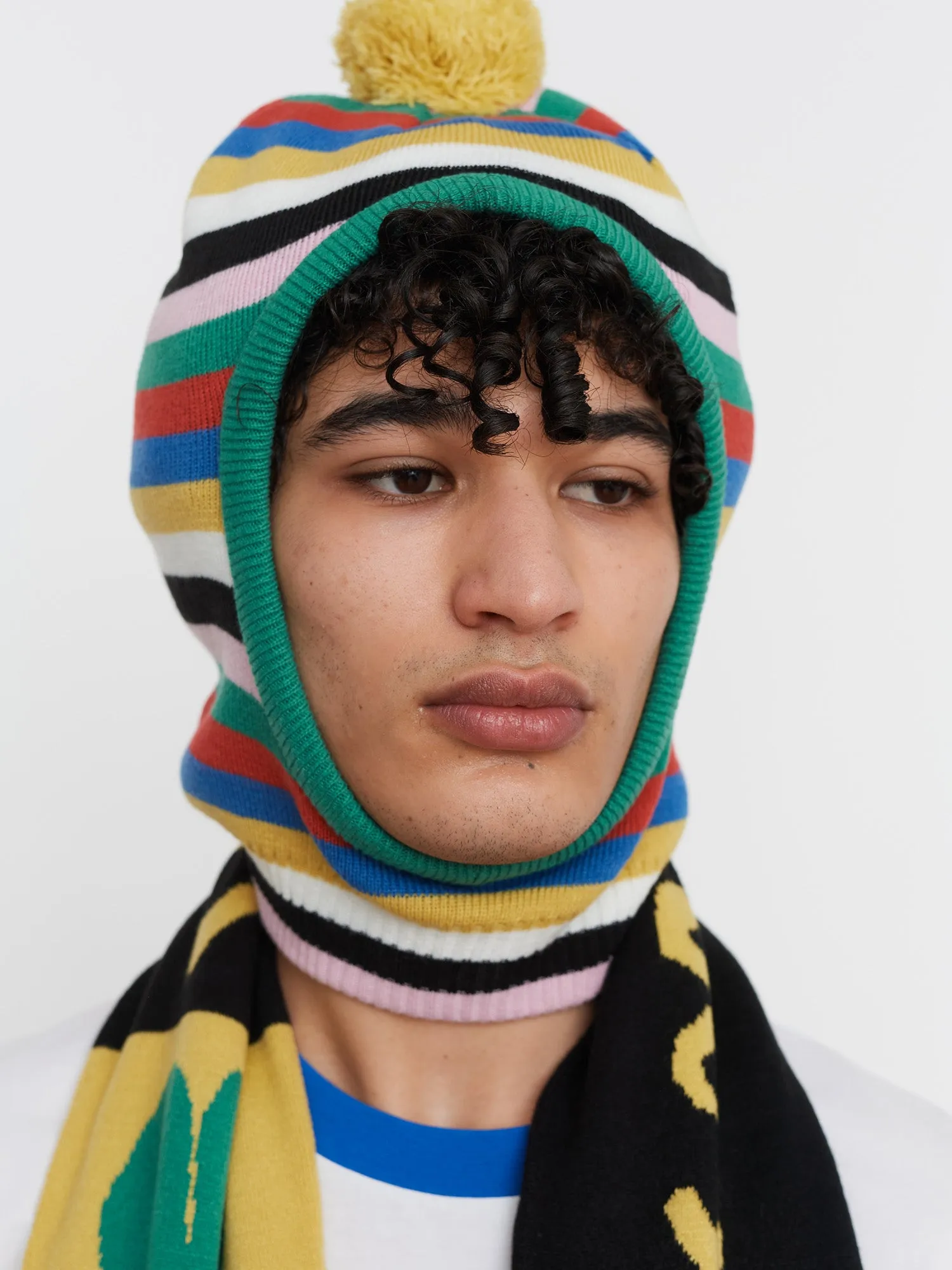 LO X David Méndez Alonso Stripy Bobble Balaclava