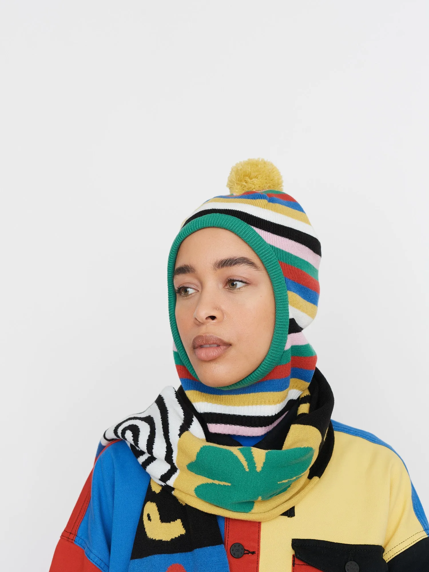 LO X David Méndez Alonso Stripy Bobble Balaclava