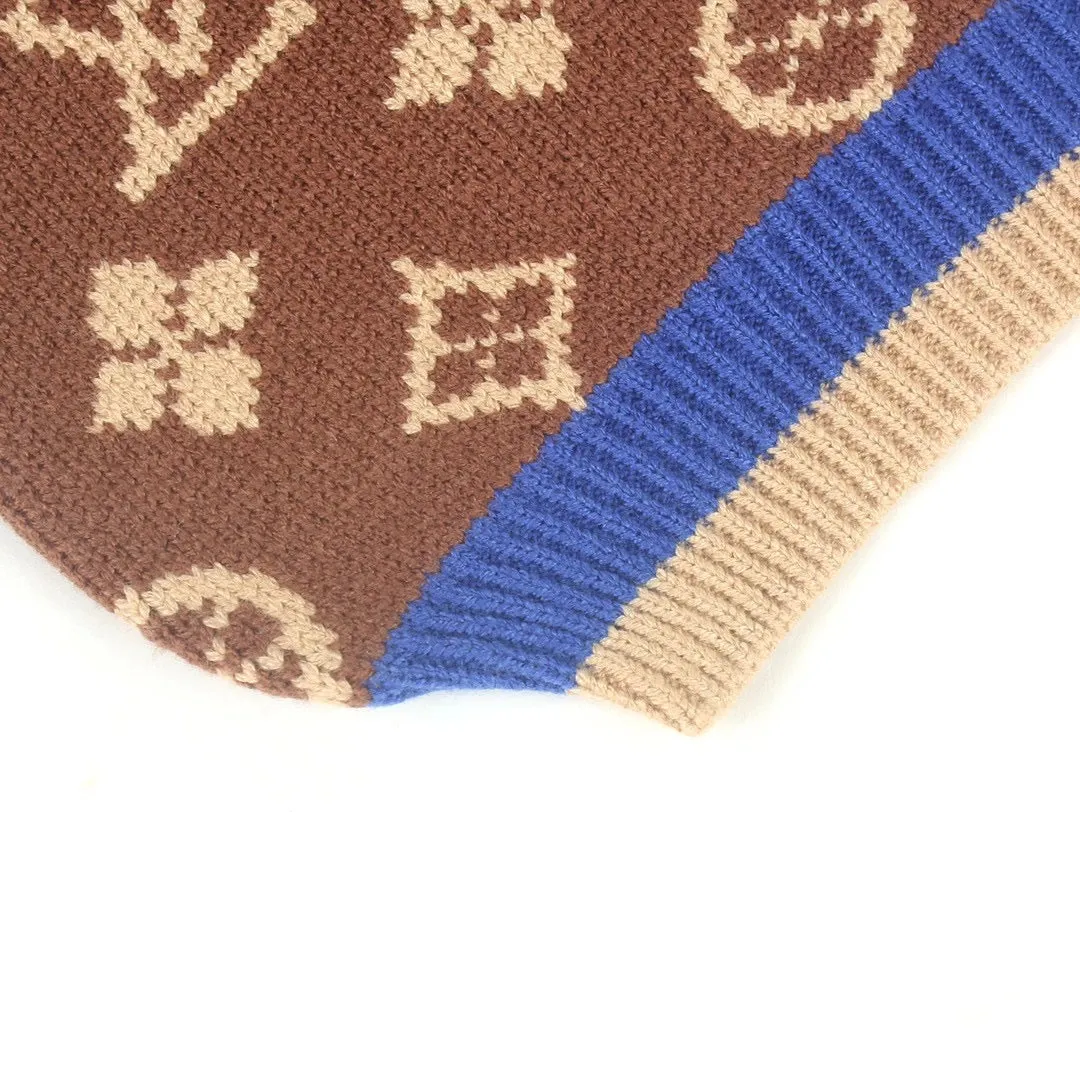 Luxury Monogram Dog Jumper in Brown & Blue - Now in Store