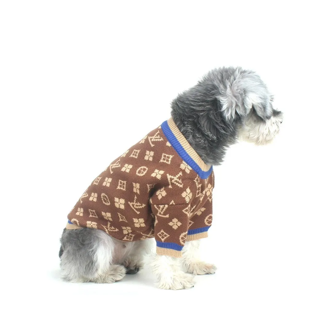 Luxury Monogram Dog Jumper in Brown & Blue - Now in Store