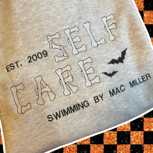 Mac Miller Spooky Self Care Embroidered Unisex Crewneck Sweatshirt