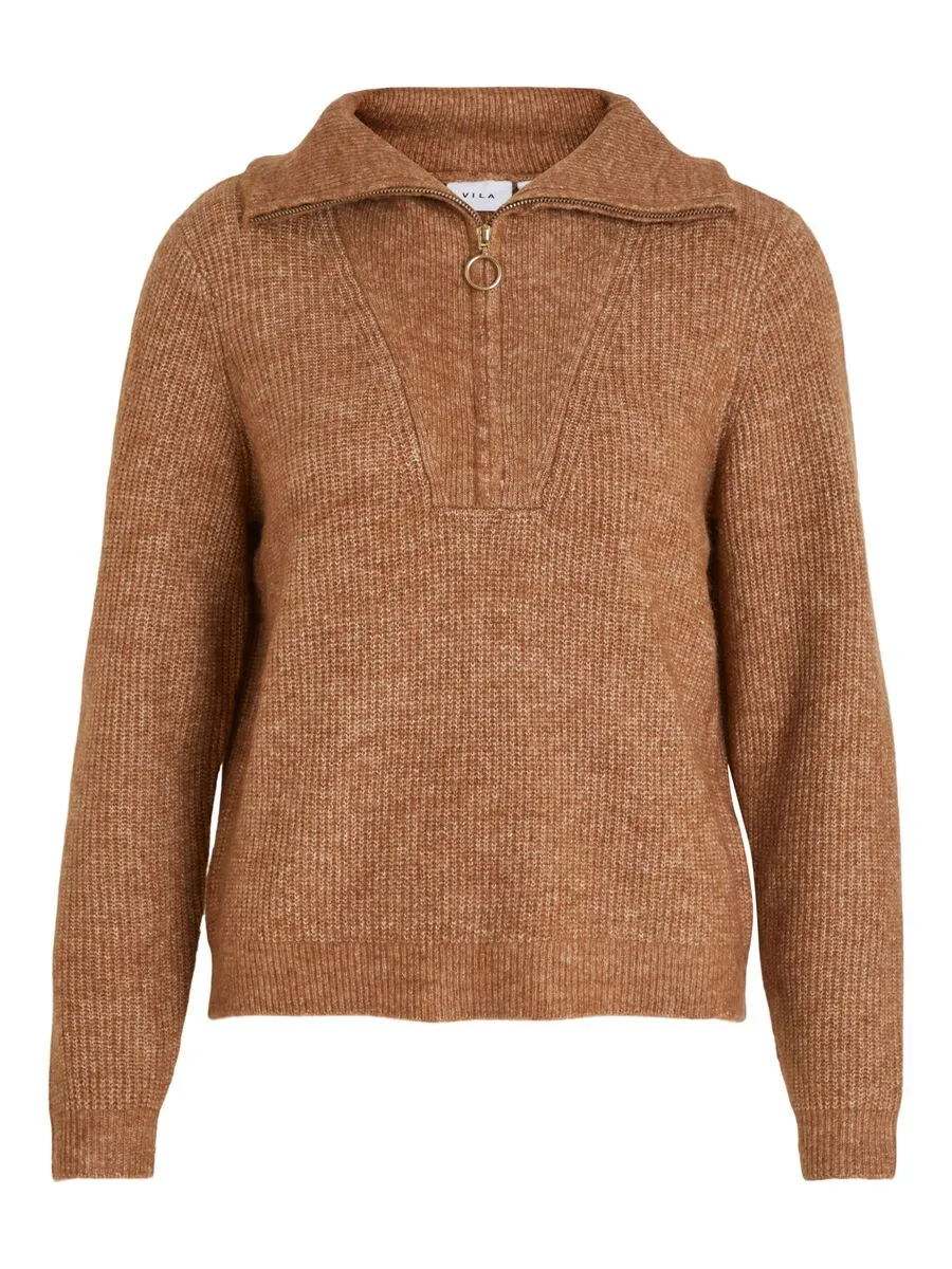 Mathilda Zip Neck Jumper (Toasted Coconut)