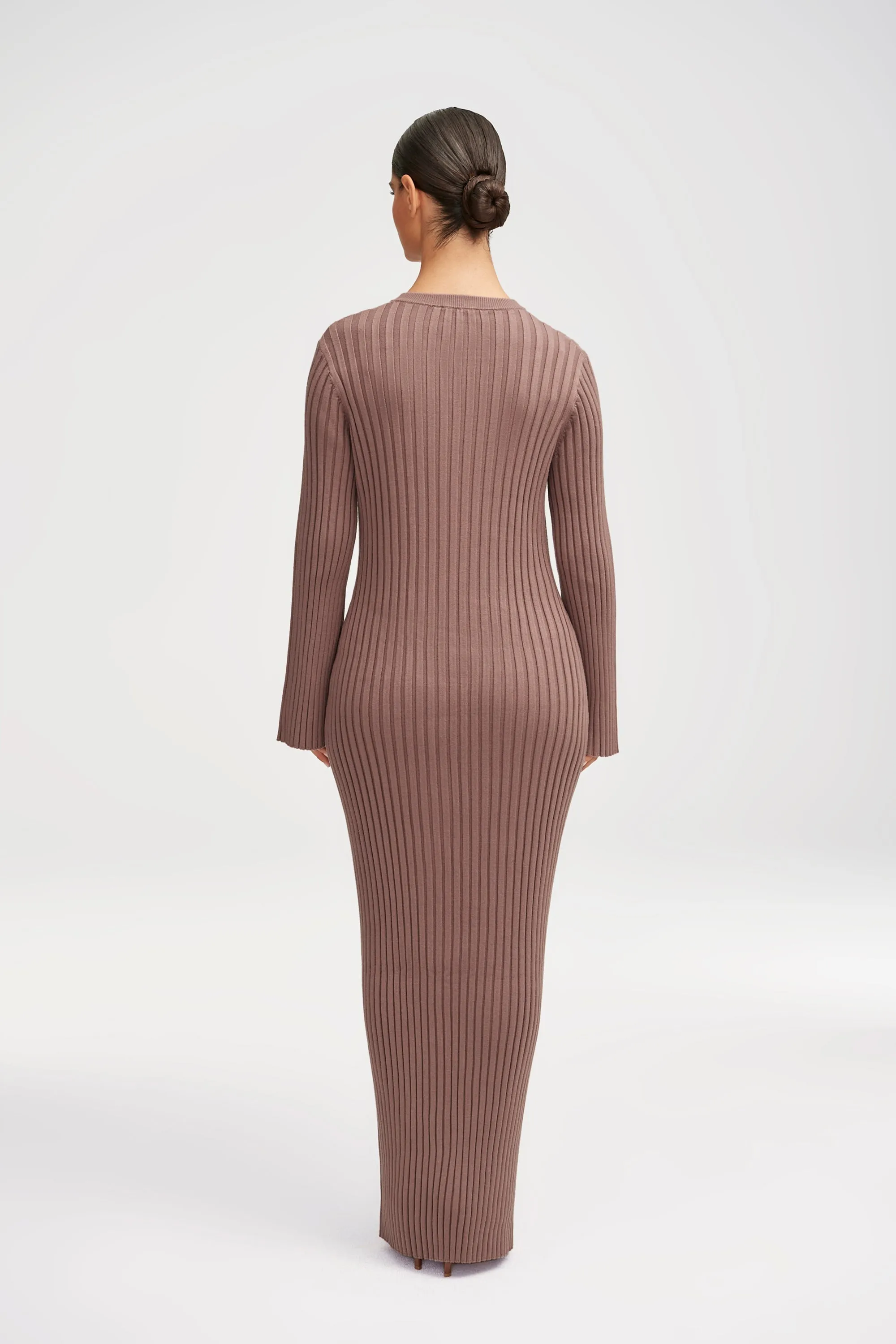 Melanie Ribbed Knit Maxi Dress - Taupe