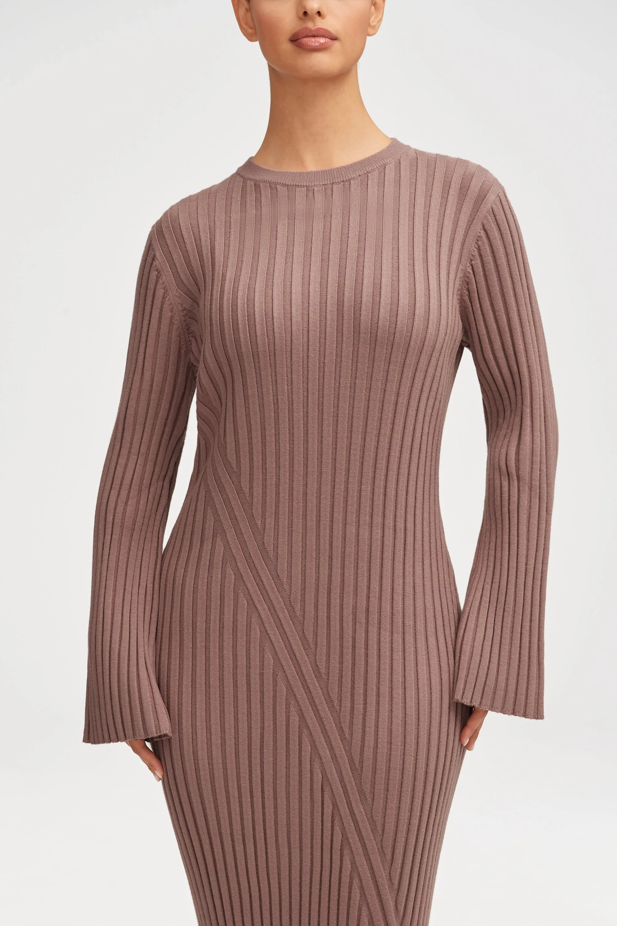 Melanie Ribbed Knit Maxi Dress - Taupe