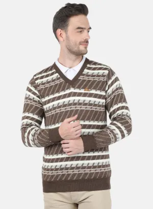 Men Brown Jaquard Pullover