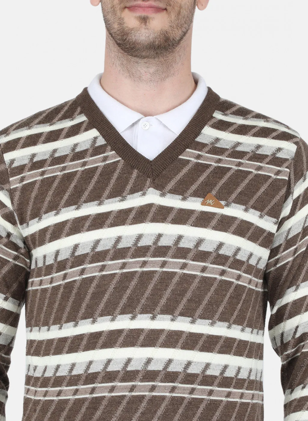 Men Brown Jaquard Pullover