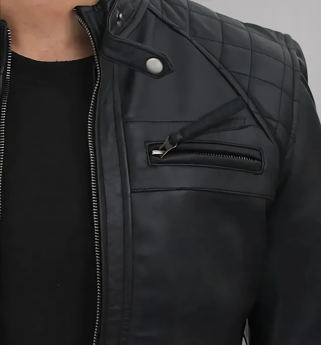 Men Genuine Distressed Leather Biker Jacket