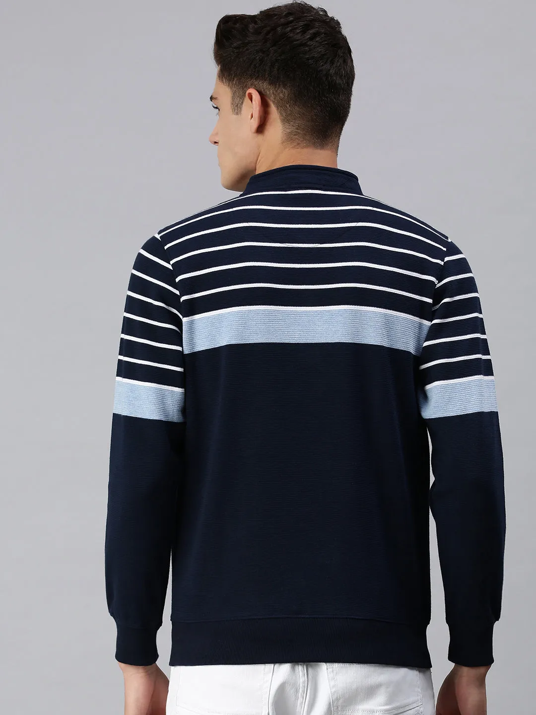 Men Solid Blue Pullover