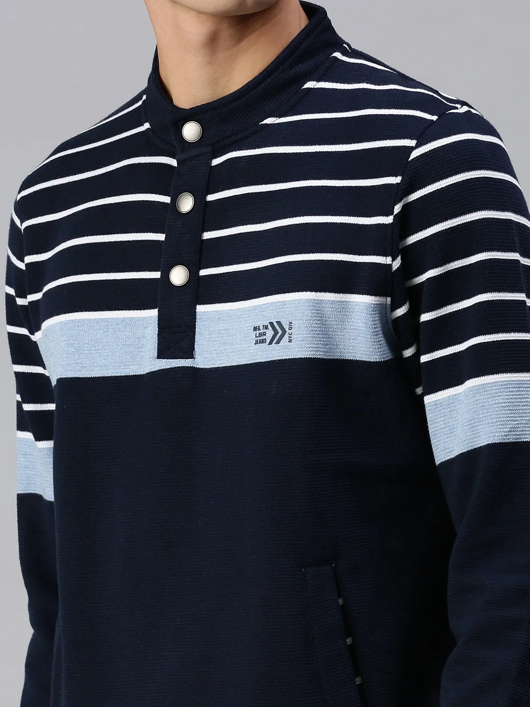 Men Solid Blue Pullover