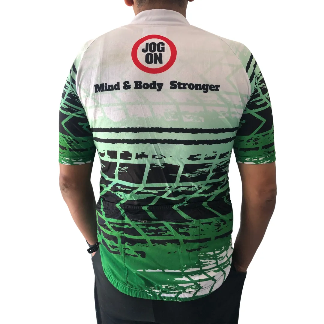 Mens Green Space Cycling Jersey: Half Sleeve 100% Profits to Gambia Minibus