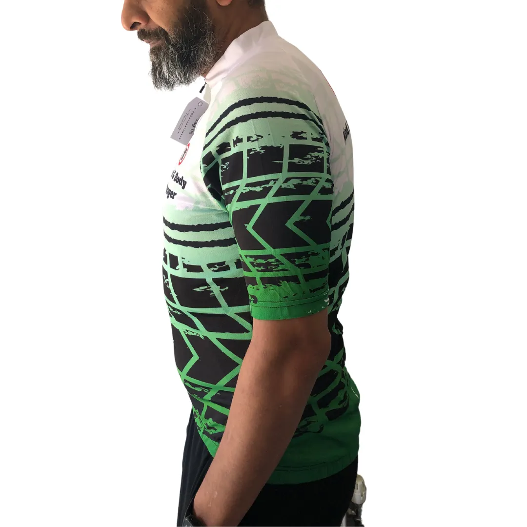 Mens Green Space Cycling Jersey: Half Sleeve 100% Profits to Gambia Minibus