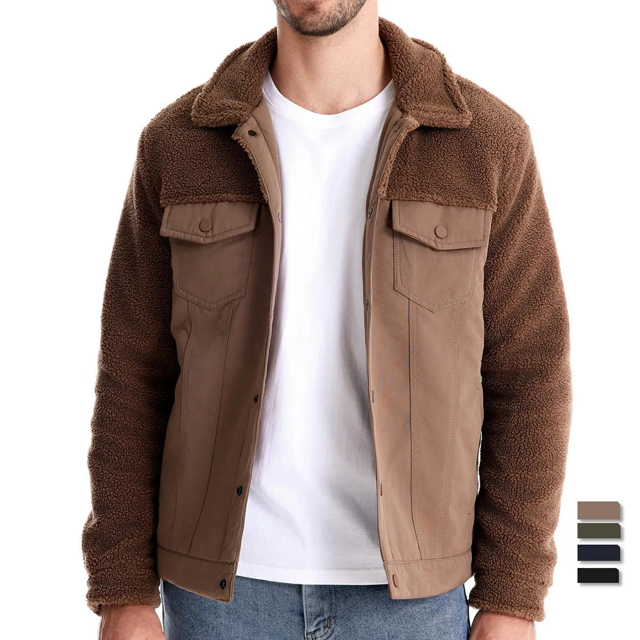 Men's Heavyweight Lined Zip Up Outerwear Jackets Warm Winter Coats for Men | JK815