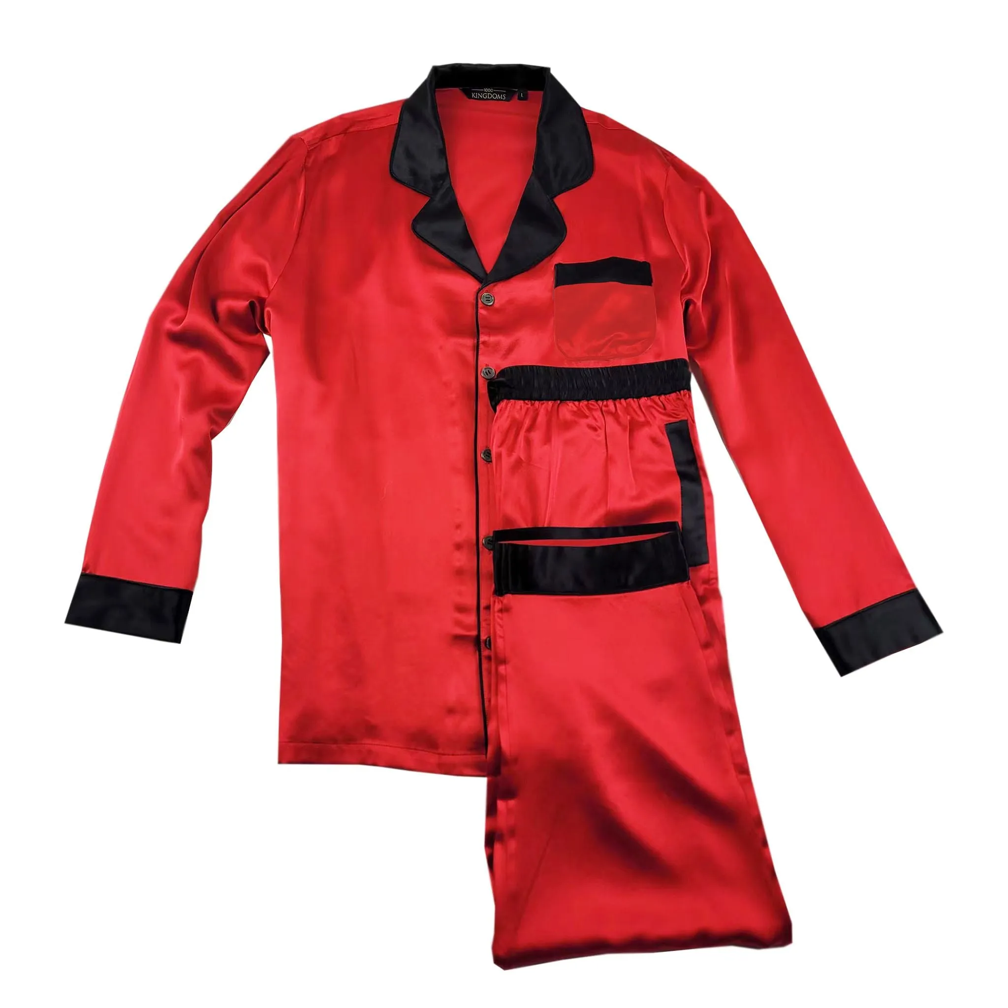 Men's Red Silk Pajama Set