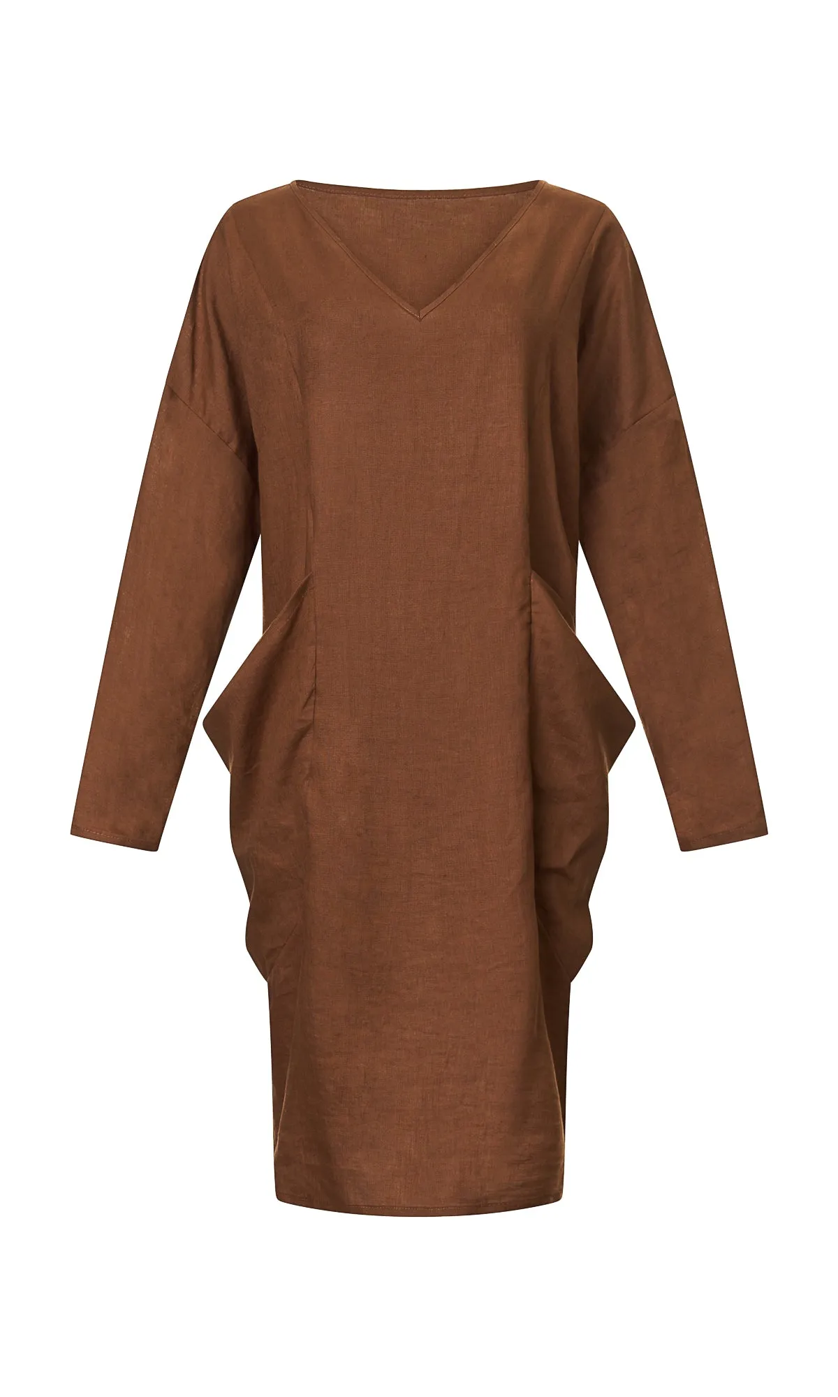 Midi Linen Dress with Large Pockets