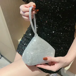 Mini Sparkling Glitter Clutch Purse - Zipper Closure, Polyester Lining, Solid Color, Fashionable Wrist Bag for Women - Perfect for Carnaval, Wedding, Music Festival and Night Out