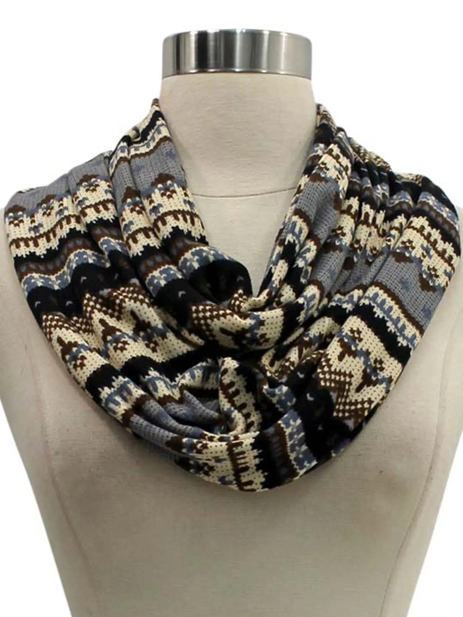 Multicolor Winter Holiday Pattern Circle Infinity Scarf