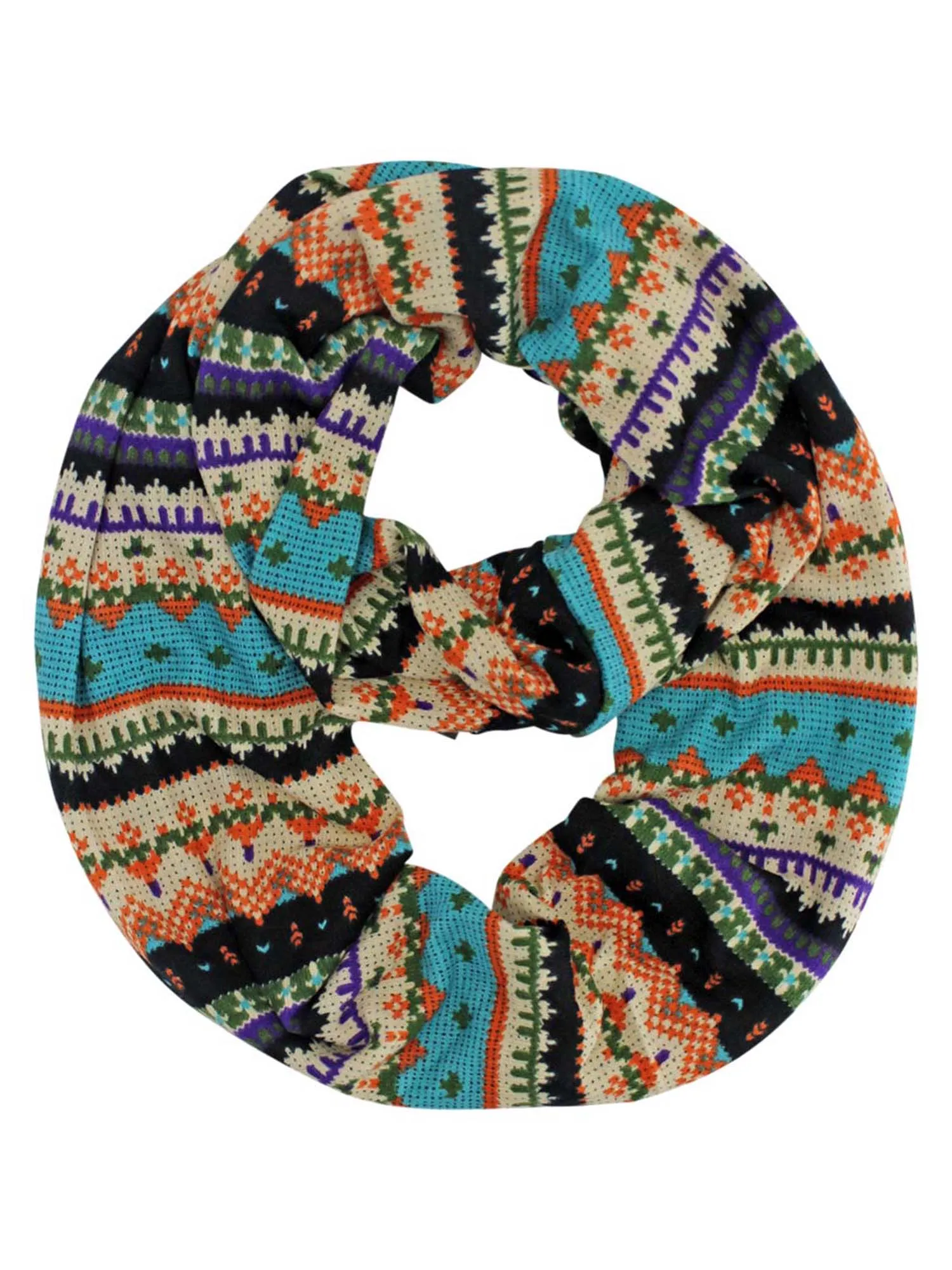 Multicolor Winter Holiday Pattern Circle Infinity Scarf