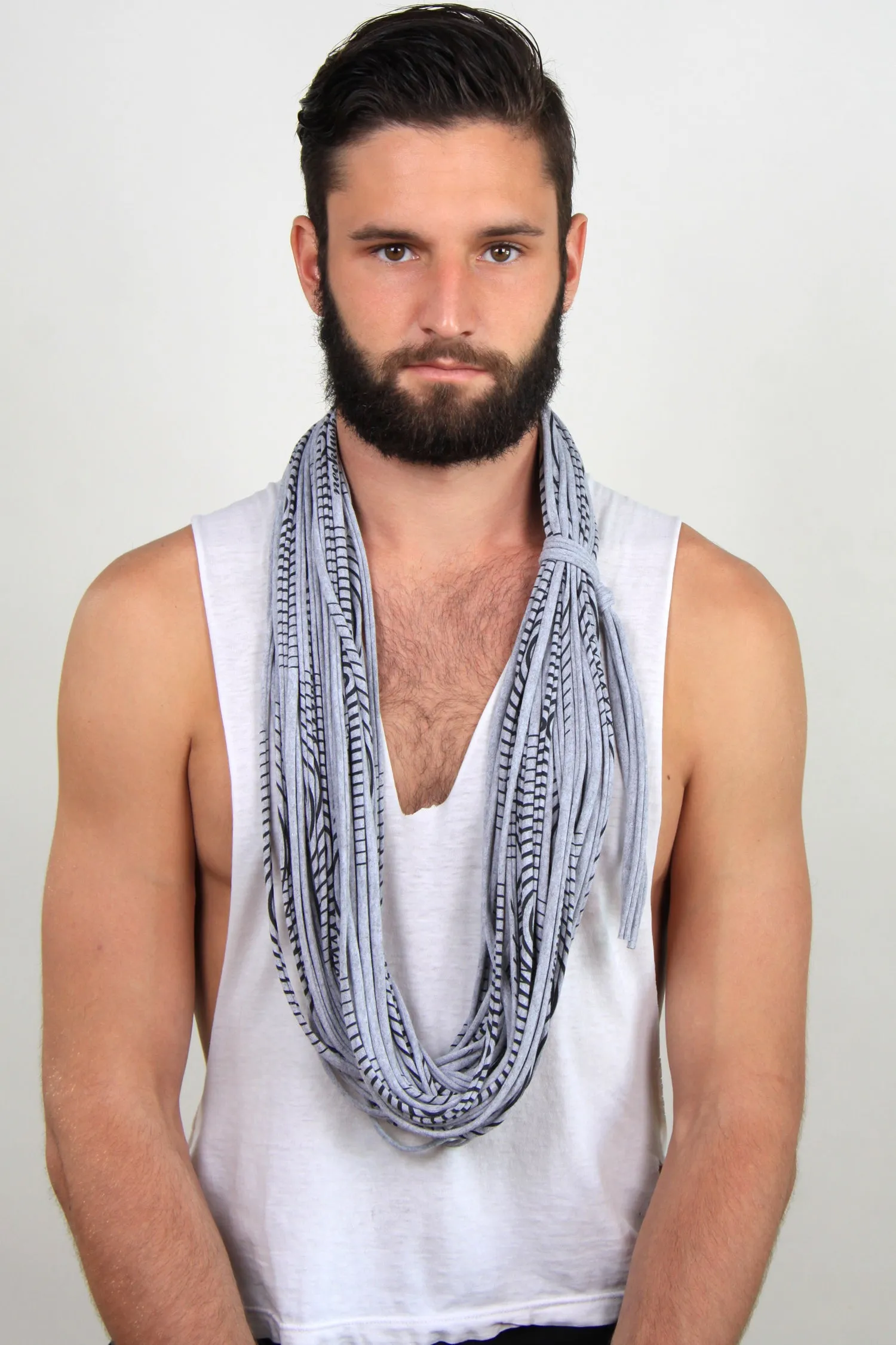 Necklush Cowl Scarf / Striped Heather Grey / Unisex