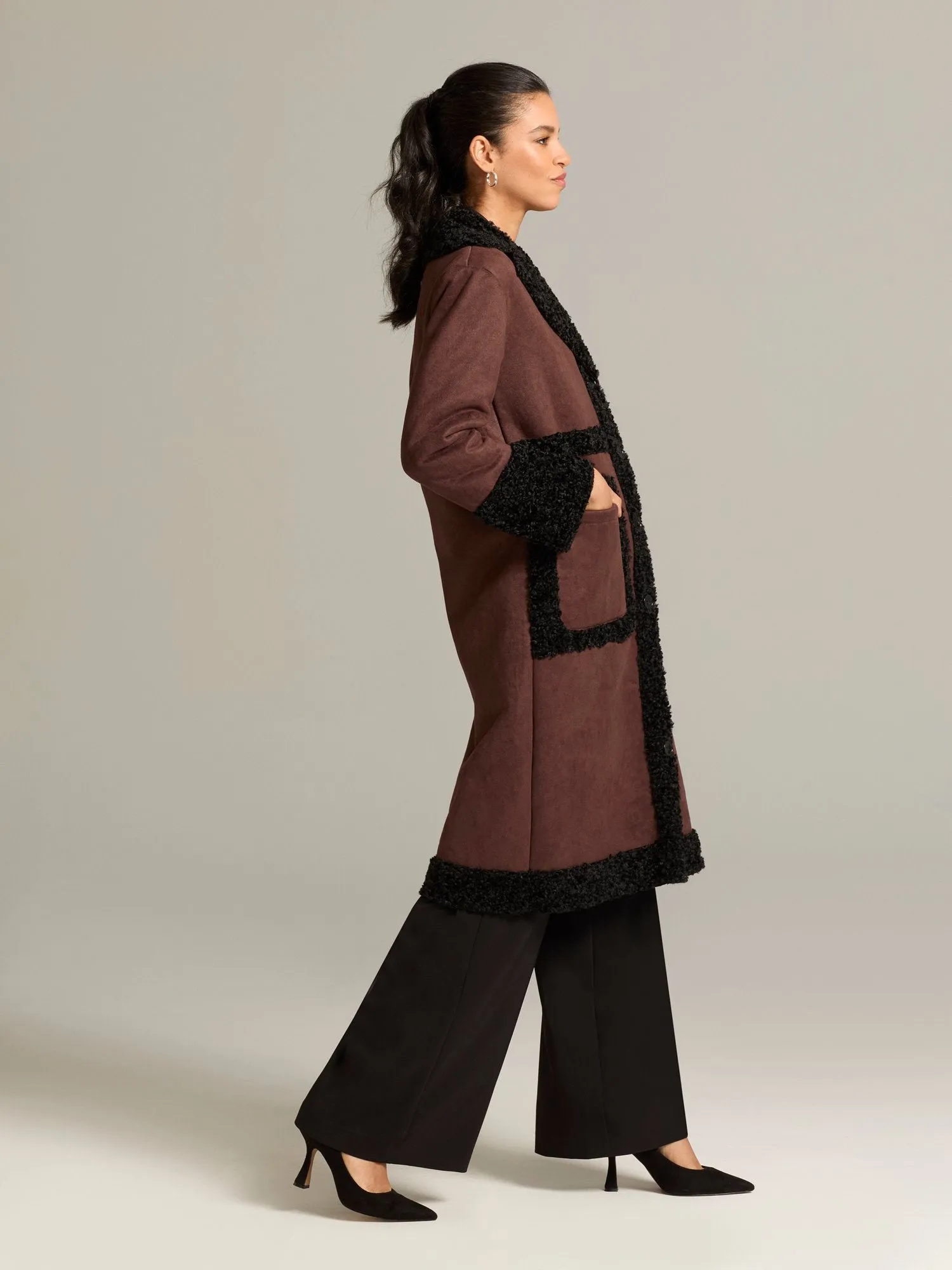 Nei Sherpa-Lined Faux-Suede Jacket