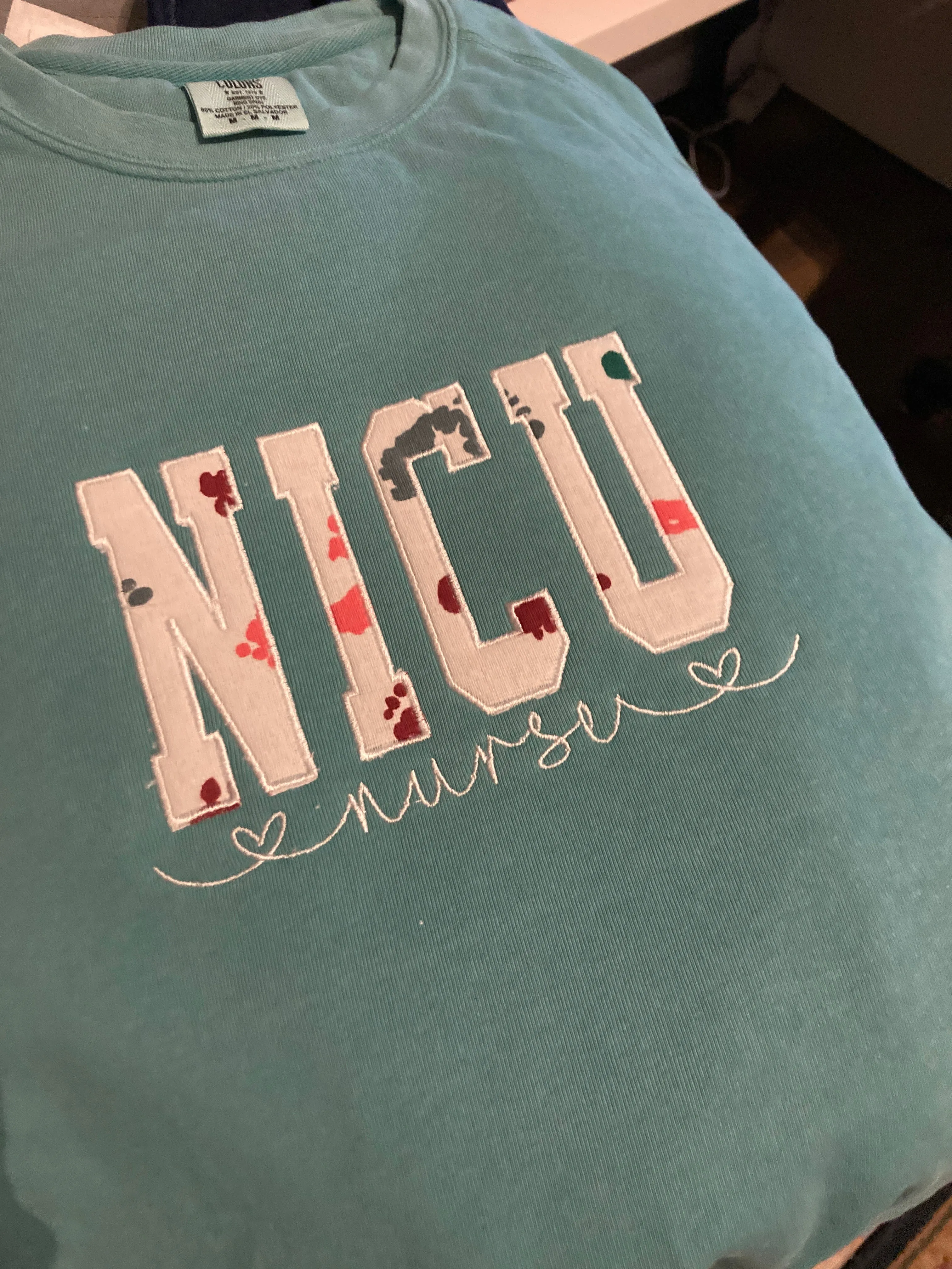 NICU Nurse sweatshirt from Baby Hospital Blanket - Labor and Delivery RN NICU - Fabric Keepsake Sweatshirts - Applique