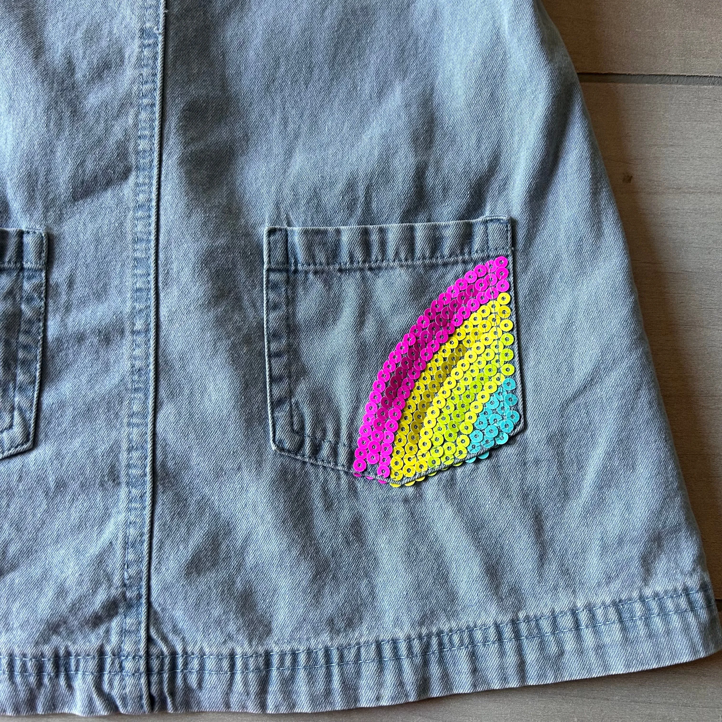 Novo Gratz Denim Rainbow Sequins Jumper Dress