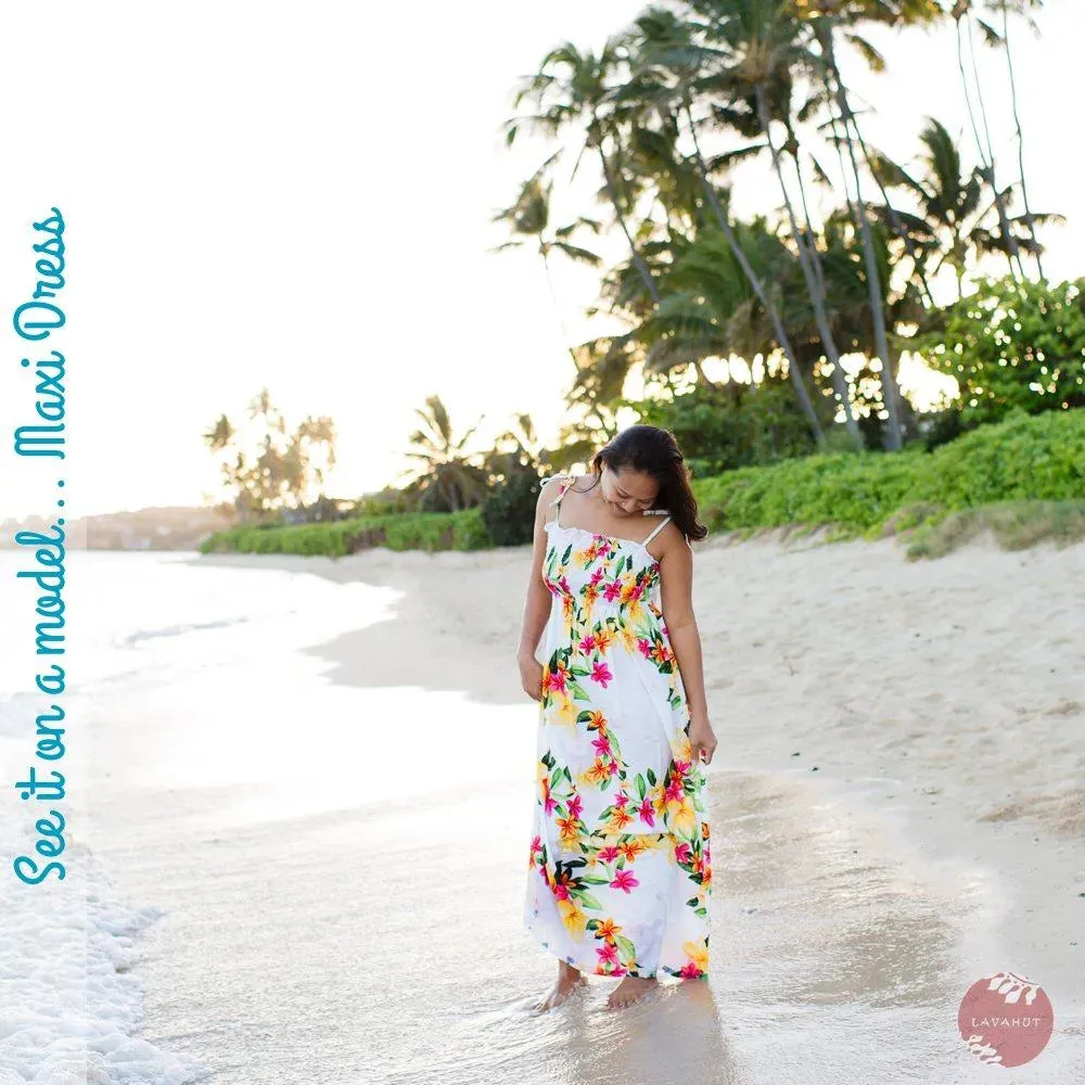 Orchid Play White Maxi Hawaiian Dress