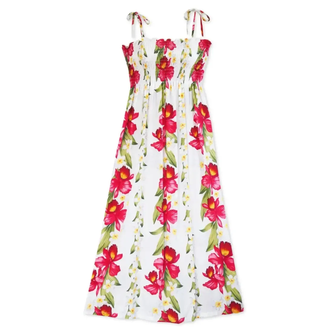 Orchid Play White Maxi Hawaiian Dress