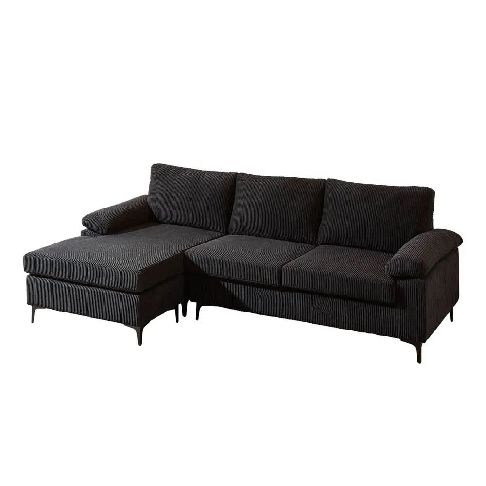 Ovios Living Room Sofa Reversible Chaise 100.40" Wide with Ottoman