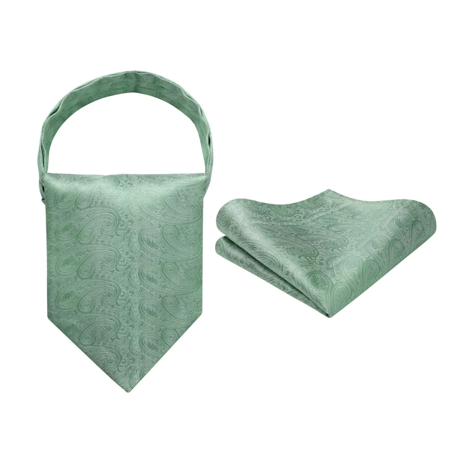 Paisley Ascot Handkerchief Set - A-02 SAGE GREEN