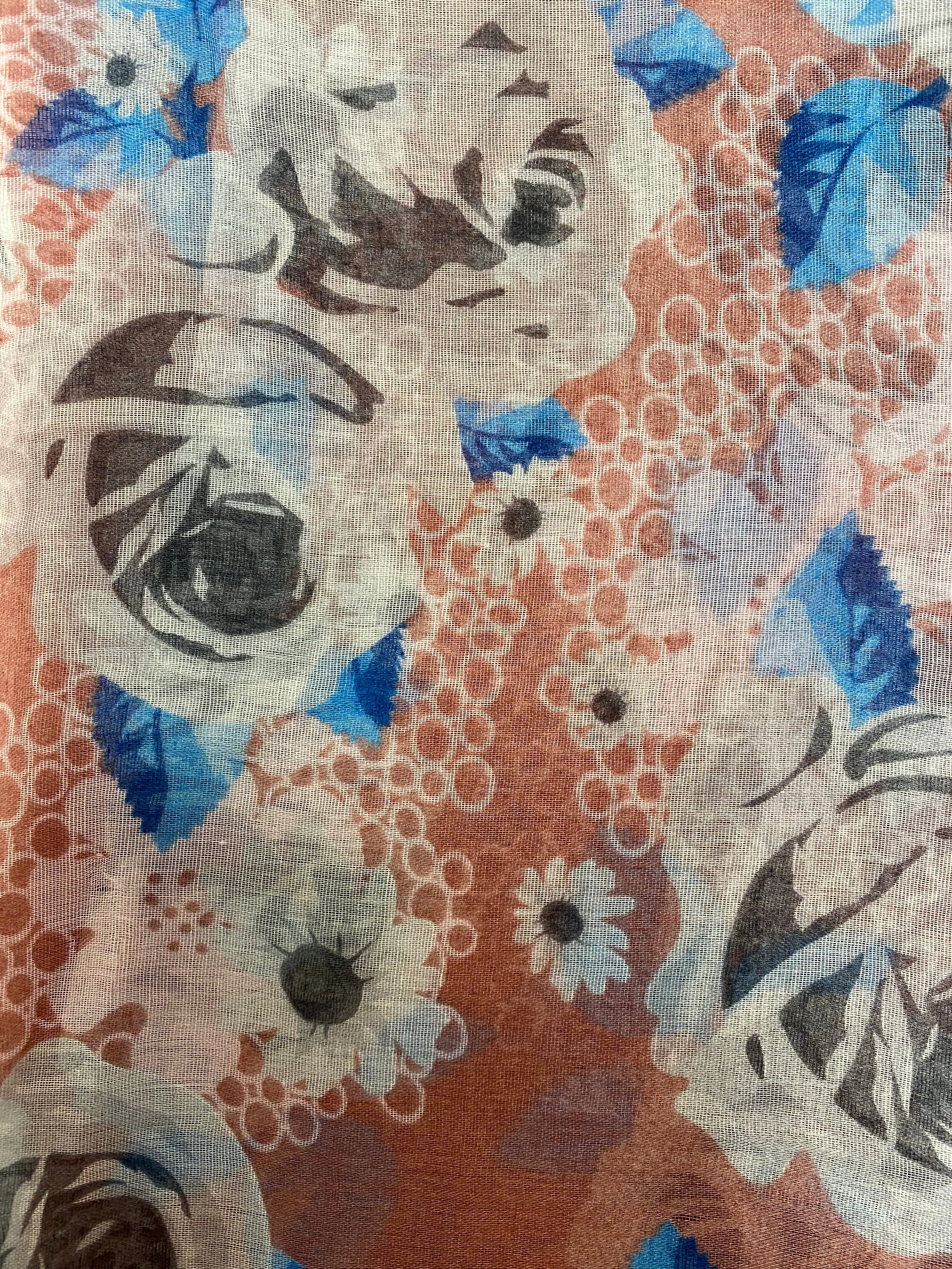 Peach Pink Printed Viscose