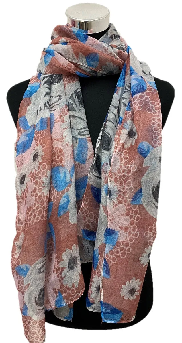 Peach Pink Printed Viscose