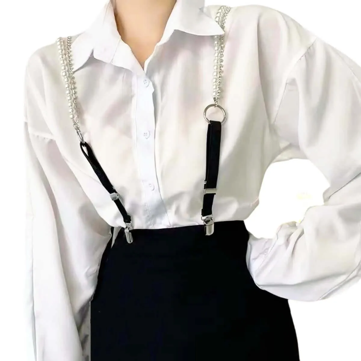 Pearl & Rhinestone Suspenders For Women